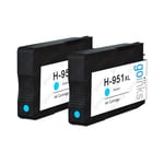 2 Cyan Ink Cartridges to replace HP 951C (HP951XL) non-OEM / Compatible