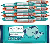 Mum & You Biodegradable Baby Wipes Multipack, 1008 Wet Wipes (18 Packs), Plasti