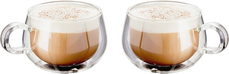 Judge JDG30 Double Walled Glass Coffee Cups with Handle, Set of 2, Hollow Vacuum