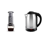 Aeropress Coffee and Espresso Maker - 1 to 3 Cups Per Pressing,Black & Geepas Electric Kettle, 1500W | Stainless Steel Cordless Kettle | Boil Dry Protection & Auto Shut Off | 1.8L Jug Kettle