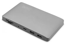 Digitus DA-70895 dockningsstationer för bärbara datorer Kabel Thunderbolt 3 Svart, Grå