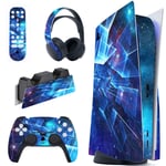playvital Multidimensional Galaxy Full Set Skin Decal for ps5 Console Disc Edition,Sticker Vinyl Decal Cover for ps5 Controller & Charging Station & Headset & Media Remote