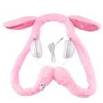 Rabbit Ear Headphones,Cute Rabbit Wired Headset Computer Gaming Headset Girl Over-Ear Stereo Headphones with LED Glowing Light 3.5mm Audio Jack Headset