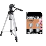 Amazon Basics 152 cm (60-Inch) Lightweight Camera, DSLR and Binocular Tripod with Bag, Black & DURACELL 2032 Lithium Coin Batteries 3V (4 Pack) - Up to 70% Extra Life - Baby Secure Technology