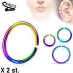 2st. 10 mm Piercing ring i annealed 316L Kirurgisk stål  (8 val) 7 Rainbow