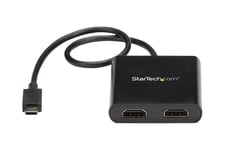 StarTech.com 2-Port Multi Monitor Adapter, USB-C to 2x HDMI Video Splitter, USB Type-C DP Alt Mode to HDMI MST Hub, Dual 4K 30Hz or 1080p 60Hz, Compatible with Thunderbolt 3, Windows Only - Multi Stream Transport (MSTCDP122HD) - adapterkabel - HDMI / USB