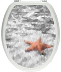 pixxp Rint 3D WCS 3683 _ 32 x 40 la Belle Étoile de mer dans Le Eau Claire comme Matériau Doux Autocollant pour abattant de Toilettes, WC, Klo Couvercle, Brillant, Noir/Blanc, 40 x 32 cm