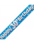 2,7 Meter Blå og Sølv "Happy 30th Birthday" Holografisk Banner