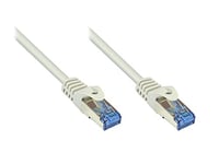 Kabelmeister® Câble patch Ethernet LAN catégorie 6A avec protection des nez d'encliquetage – S/FTP, PiMF, PVC, 500 MHz, sans halogène, compatible 10 Gigabits, gris, 1 m