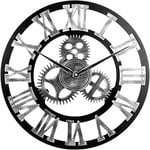 Memkey - Silencieux Horloge Pendule Murale en Chiffres Romains 45cm, Européen Rétro Créatif Horloge Pendule Murale Style Vintage