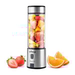 Ufesa Onyx Go!, Mini Mixeur Portable, Blender, Smoothies, Rechargeable USB, 20 Utilisations par Charge, Bouteille Tritan 400ml, Couvercle Sport, Batterie 5100 mAh, Corps et 6 Lames en Acier Inoxydable
