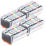 28 Ink Cartridges (Set) to replace Canon PGI-5 & CLI-8 Bk C M Y PC PM Compatible