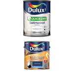Dulux Quick Dry Satinwood Paint, 750 ml (Pure Brilliant White) Easycare Washable and Tough Matt (Sapphire Salute)