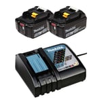 MAKITA MACHINES Pack Énergie 2 batteries 5,0 Ah BL1850B + 1 chargeur rapide DC18RC - en carton