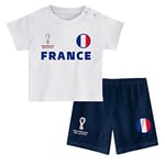 FIFA Unisex Baby Official Fifa World Cup 2022 & - France Away Country Tee Shorts Set, Navy/Navy, 24 Months UK