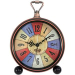 Tlily - Horloge de Table, RéTro Vintage Sans Tic-Tac Table Bureau RéVeil Quartz Silencieux pour Chambre Salon DéCoration IntéRieure