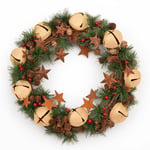 40CM Christmas Wreath Cream Bell Star Cone Berry Outdoor Xmas Home Office Décor
