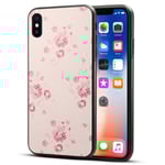 iPhone 9 Plus mobilskal plast silikon syntetläder blommönster - Blommande blommor