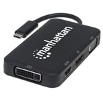 Manhattan 152600 C 4 en 1 USB Convertisseur Audio/vidéo (Prise USB 3.1 Type C mâle vers HDMI/Displayport/VGA/DVI Noir