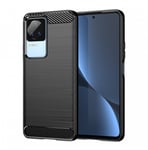 Carbon Case för Xiaomi Poco F4 5G flexibel silikon kolfodral svart