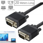 20M VGA Male to VGA Male 15 Pin Monitor PC Laptop Cable To Projector LCD LED Lea