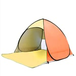 Portable Beach Tent Instant Pop Up Tent Fit 2-3 Man, Automatic Sun Shelter Tents Anti UV Compact Tent for Beach Garden Camping Fishing Picnic Orange+Yellow