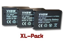 3x batteries vhbw pour appareil photo Canon EOS M100, M200 comme LP-E12 (Li-Ion, 650mAh, 7.2V)