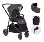 Joie Versatrax 4 in 1 bundle Shale carrycot i Jemini Car seat and Rotating Base