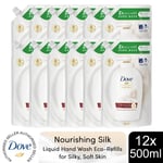 Dove Moisturising Liquid HandWash Refill Nourishing Silk for Soft Hands,12x500ml