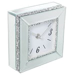 DRW Horloge de Bureau en Verre avec Paillettes en Miroir 14x5x14 cm