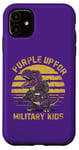 Coque pour iPhone 11 Purple Up for Military Kids Month Militaire Enfant Dinosaure
