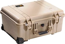 PELI 1560 large valise de transport pour équipement de caméra et instruments fragiles, IP67 étanche à l'eau et à la poussière, capacité de44L, fabriquée en Allemagne, sans mousse, couleur sable