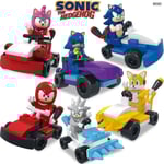 6 st Sonic Byggklossar Mini Actionfigurer Cartoon Race Car Spel Monterade Minifigurer Leksaker Barn Pojkar Flickor Julgåva