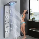 LED Shower Panel Column Tower Stainless Steel Mixer Tap Set Massage Body Jets UK