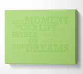 Motivational Quote Each Moment Of Our Life Lime Green Canvas Print Wall Art - Small 14 x 20 Inches