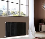 NRG Modern Horizontal Flat Panel radiators | Black 600 x 1156 mm Double Column Designer Bathroom Radiator Heater