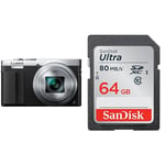 Panasonic Lumix DMC-TZ70EB-S Compact Digital Camera with LEICA DC Vario Lens and 16 GB memory card bundle - Silver