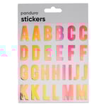 Bokstäver klistermärken A-Z iriserande silverglitter, 52 alfabet-stickers, 25 mm längd