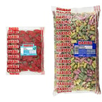 HARIBO Giant Strawbs 3kg bulk bag vegetarian sweets & Rhubarb and Custard Bulk Bag 3 Kg