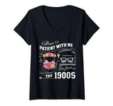Womens I'm from the 1900s Pixelated An ice cream cart with wheels V-Neck T-Shirt