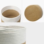 Meiyum Cotton Rope Basket Woven Natural Basket Baby Laundry Basket Toy Storage Organiser Home Storage Containers, 20 CM*20 CM -Beige and Black