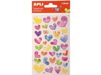 APLI Hjärtan-klistermärken, med glitter, blandade färger