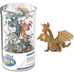 Papo 33016 Mini Knights (Tube, 12 pcs) Figurines, Multicolour & 39095 Gold dragon with flame ENCHANTED WORLD Figurine, Multicolour