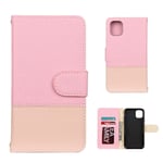 Scratch Resistant Genuine Leather Case Splicing Color Horizontal Flip Leather Case With Photo Frame and Card SlotsReceipt Signal Well, for IPhone 11 (Color : Pink)