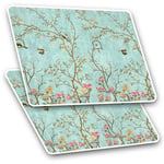 2 x Rectangle Stickers 7.5 cm - Vintage Oriental Style Nightingale  Cool Gift #1