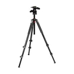 Manfrotto Kit 3-Section Tripod with 3-Way Head in Aluminium, Professional Photography Accessories Kit, Camera Tripod with Camera Head