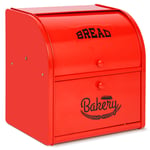 Metal Extra Large Double Compartment Bread Box Roll Top Bread Box Kitchen Food Storage Bin, Counter-top Bread Keeper Double Layer Bread Storage (Red) - No Installation Required
