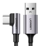 UGREEN USB-A til vinklet USB-C-kabel, 1m - Space Grey