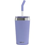 SIGG - Gobelet Isotherme Avec Paille en Verre Durable - Travel Mug Helia Peaceful Blue - Avec Brosse De Nettoyage - Étanche - Sans BPA - En Acier Inox 18/8 - Yoga & Sport en Salle - Bleu Clair - 0,45L