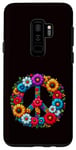 Coque pour Galaxy S9+ Signe de la paix coloré fleurs hippie rétro années 60 70 pour femme